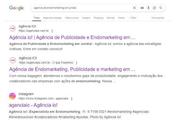 SEO - Campanha da agência de marketing - io!