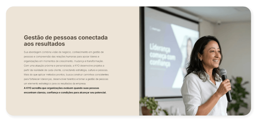 seção do site institucional da KYO Consultoria